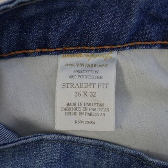 Weatherproof Vintage Staight Fit Stone Wash Denim Blue Jeans 38/33 Mid Rise - Picture 7 of 7